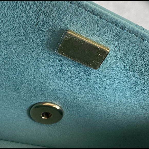 FULL SET - CHANEL Mini Classic Handbag (Blue / Turquoise with Champagne Gold HW) - Picture 11 of 13